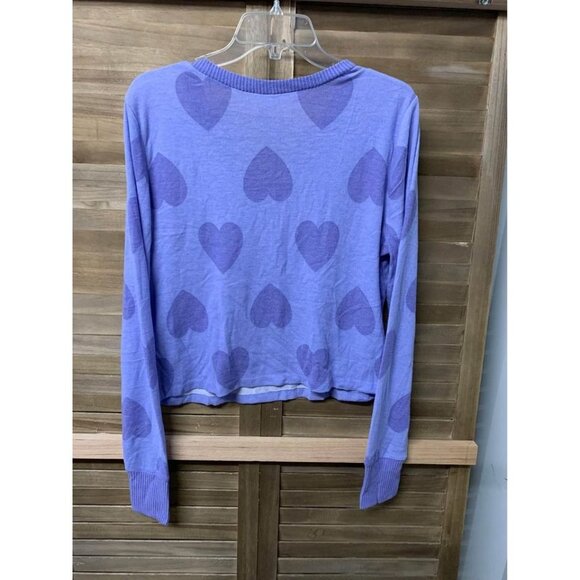 NWOT Colsie Lightweight Purple Hearts Sweater Juniors Size XL - Picture 2 of 4